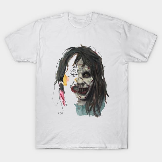 Exorcist | Night Of the Living Dead Zombie Horror art Dark art Mesmerizing ghoul. big smile T-Shirt by Tiger Picasso